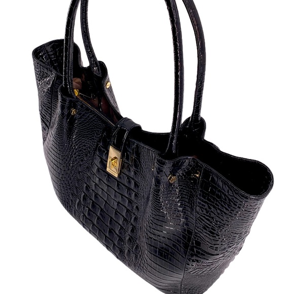SOLD - BRAHMIN BLACK MELBOURNE MEDIUM MALLORY TOTE NWT - Picture 2 of 11